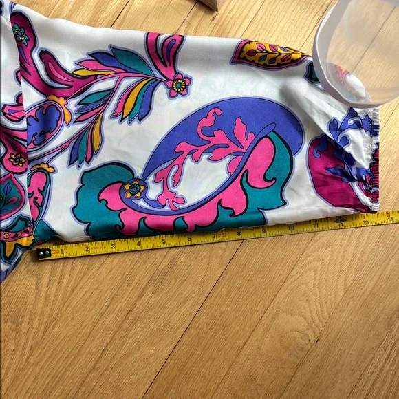 Johnny Was White Paisley Dress with Pink, Purple, Teal and Yellow - Picture 12 of 16